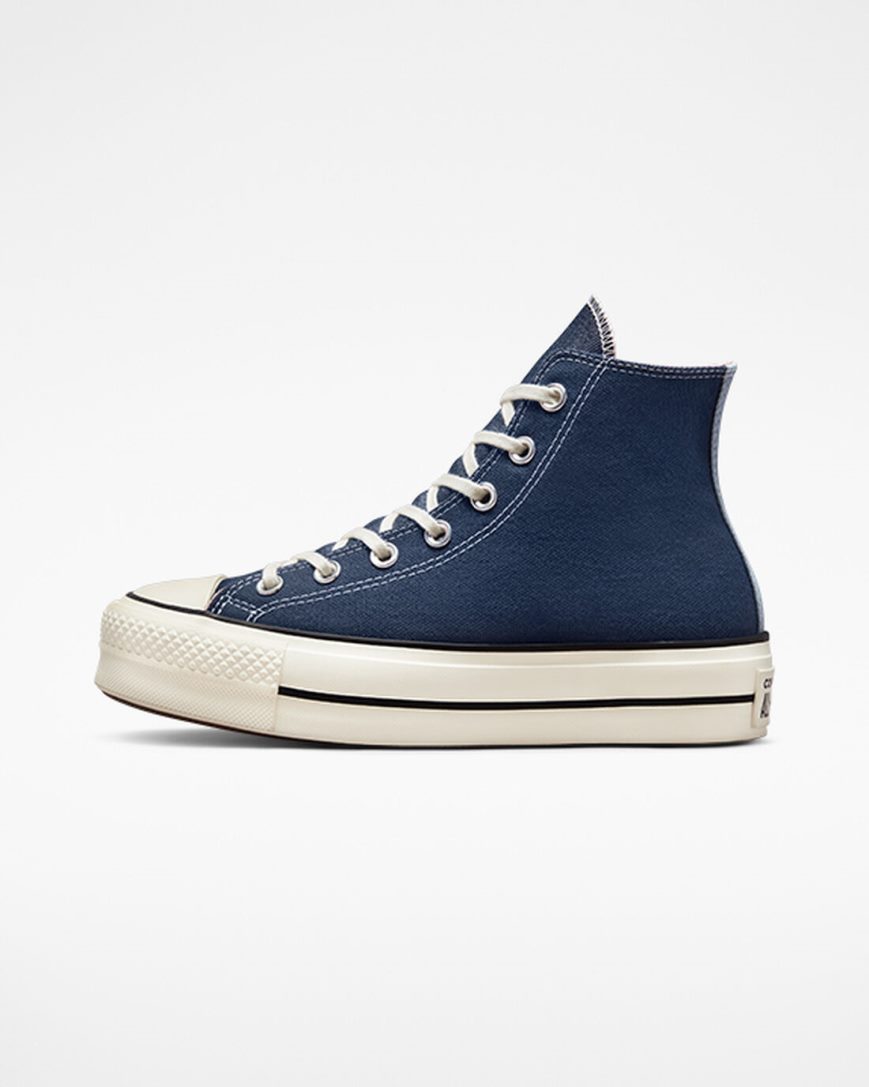 Topanky Na Platforme Converse Chuck Taylor All Star Lift Denim Vysoke Damske Námornícka Modrá Oranžové Ruzove | SK WC115E4